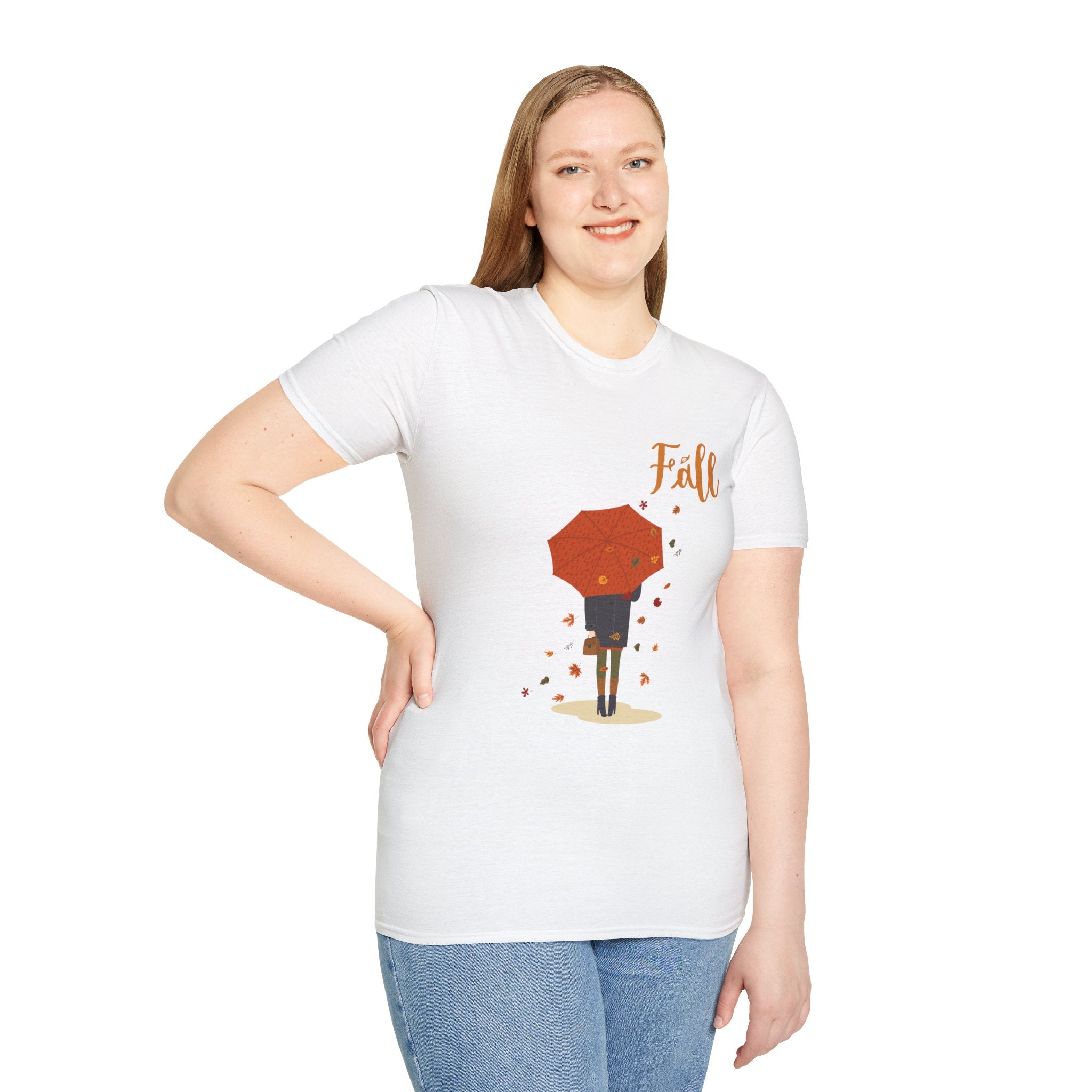 Fall Umbrella T-Shirt — Autumn Leaves Graphic Tee